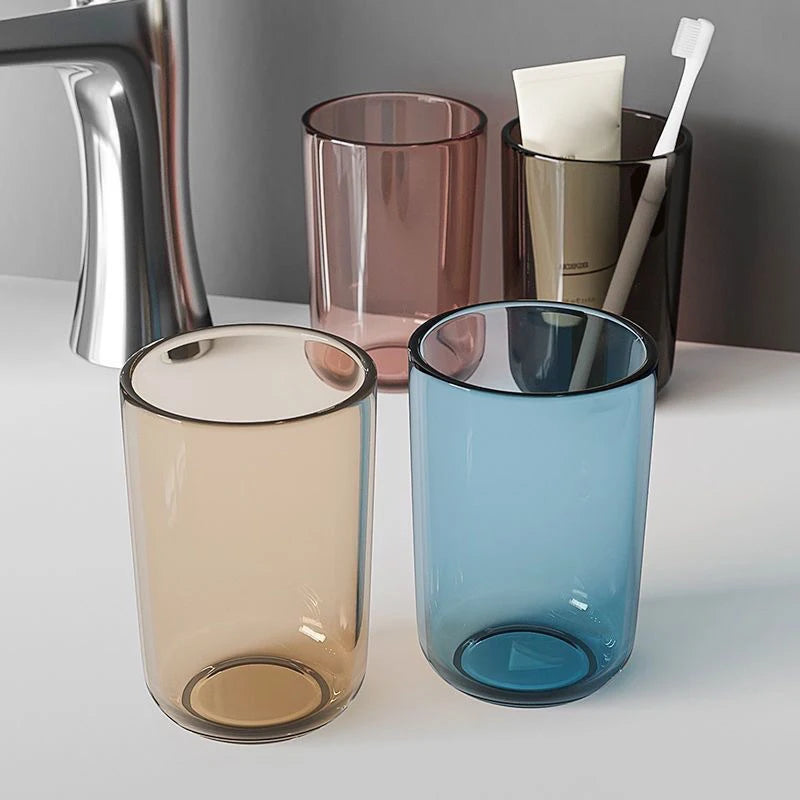 Couple Solid Color Transparent Mouthwash Cup Large Capacity Nordic Style Toothbrush Cup Transparent Mouthwash Plastic Cup Qme