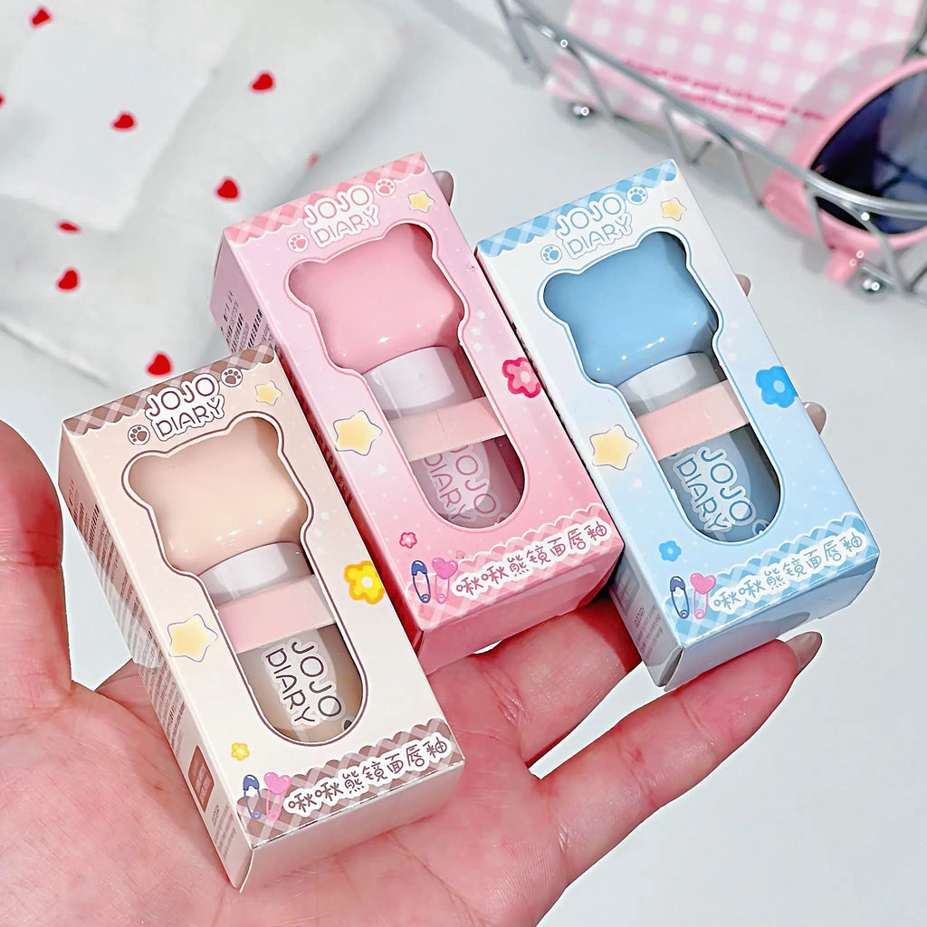 JOJO DAIRY Cute Bear Light-sheer Lip Glaze 6-color Pendant Watery Qme