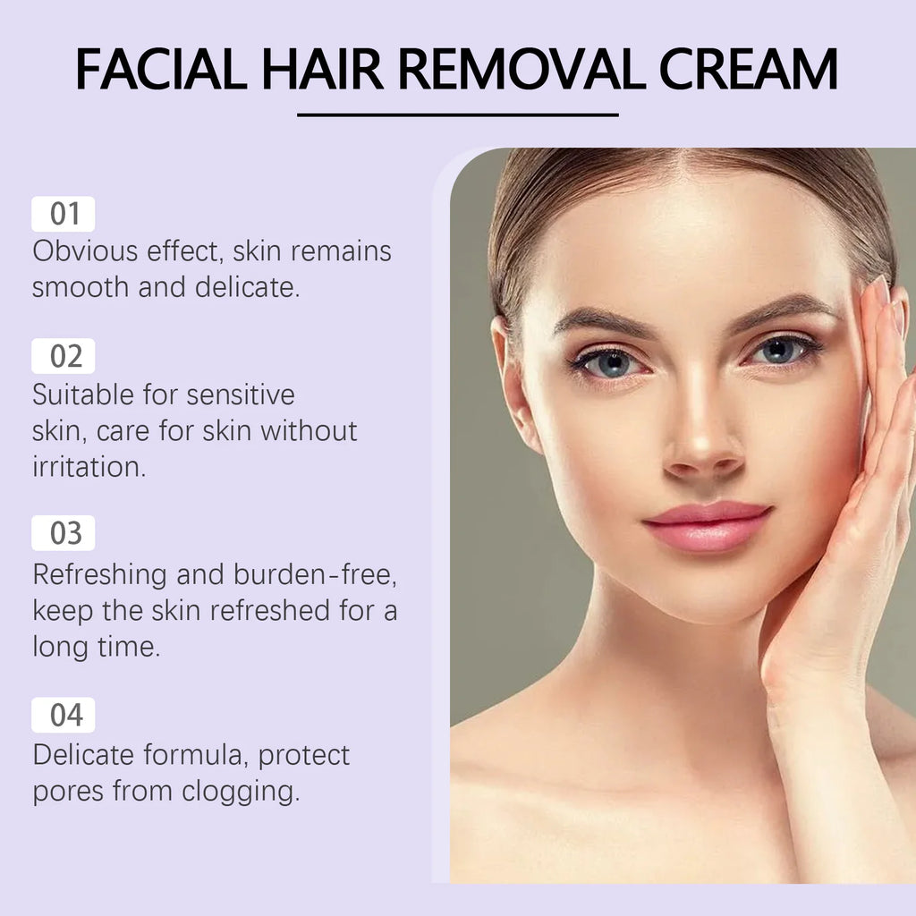 Face Hair Removal Cream Gentle Painless Facial Depilatory Remove Upper Lip Chin Sideburns Hair Non-irritating Nourish Skin Care Qme