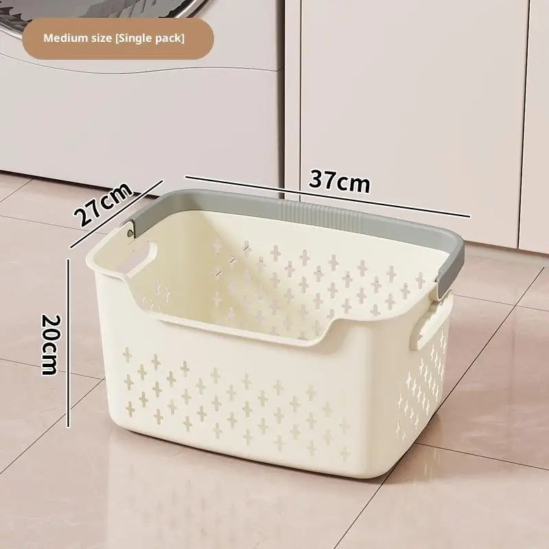 Household Laundry Basket Bedroom Bathroom Storage Large Capacity Qme White M