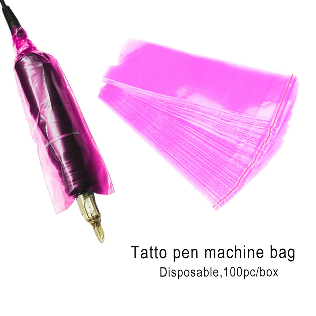 100Pcs Large Size Tattoo Pen Covers Disposable Tattoo Machine Sleeves Cover Supply Tattoo Machine Accessory Protection Bag Qme