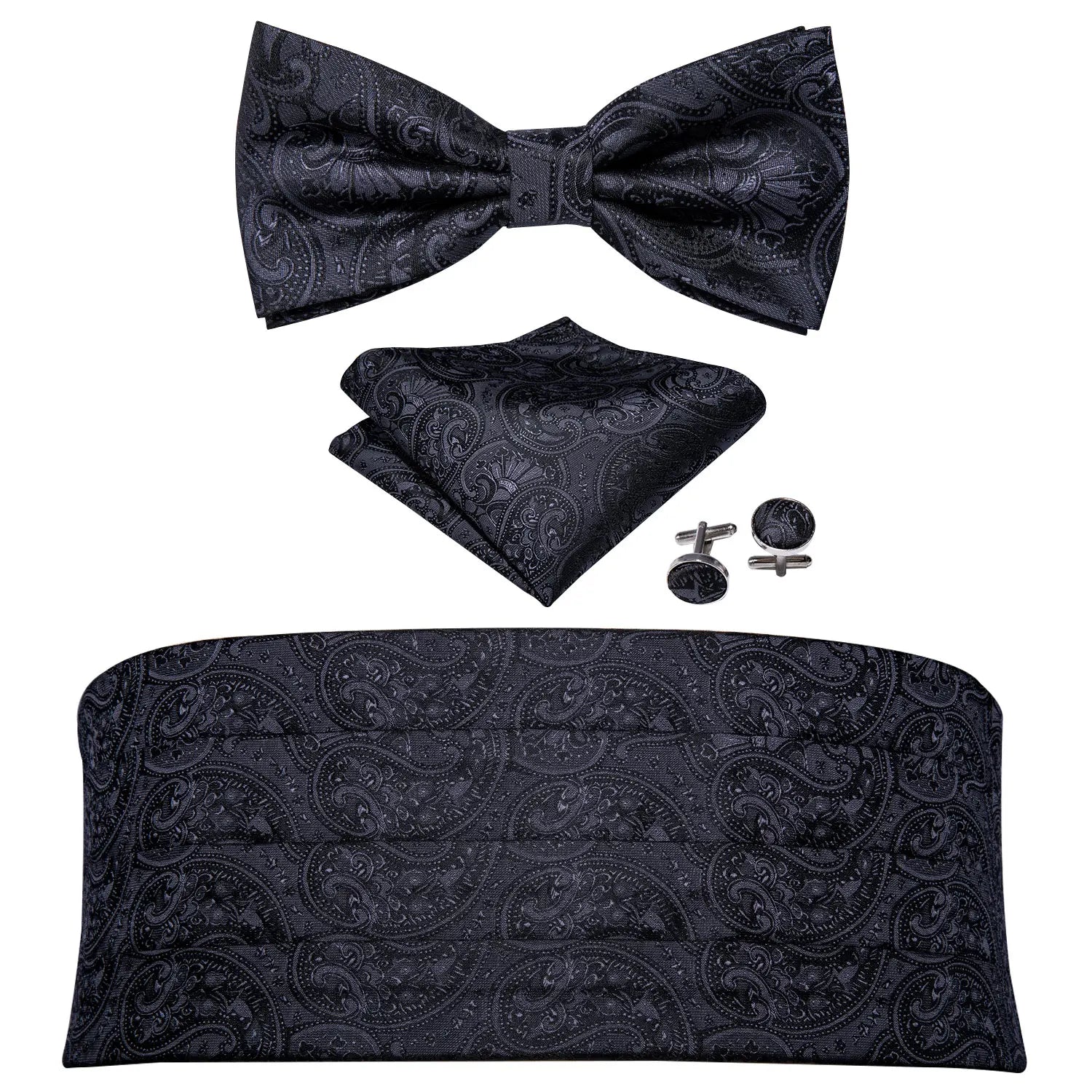 Hi-tie Mens Cummerbunds Vintage Formal Jacquard Pailey Bowtie Hanky Qme