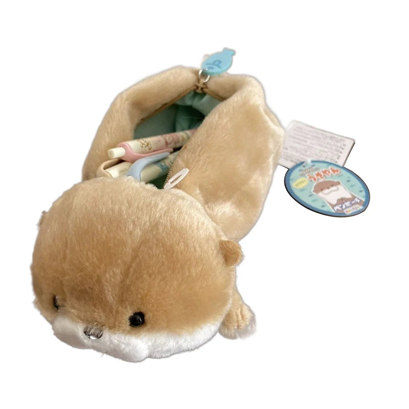 Pencil Case Cute Little Otter Plush Cartoon Animal Doll Pen Bag Qme