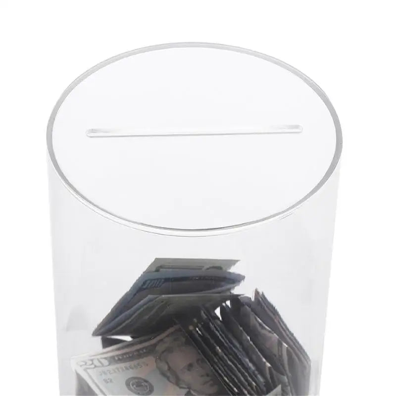 Clear Savings Box Acrylic Money Bank Large Capacity Coin Unopenable Qme