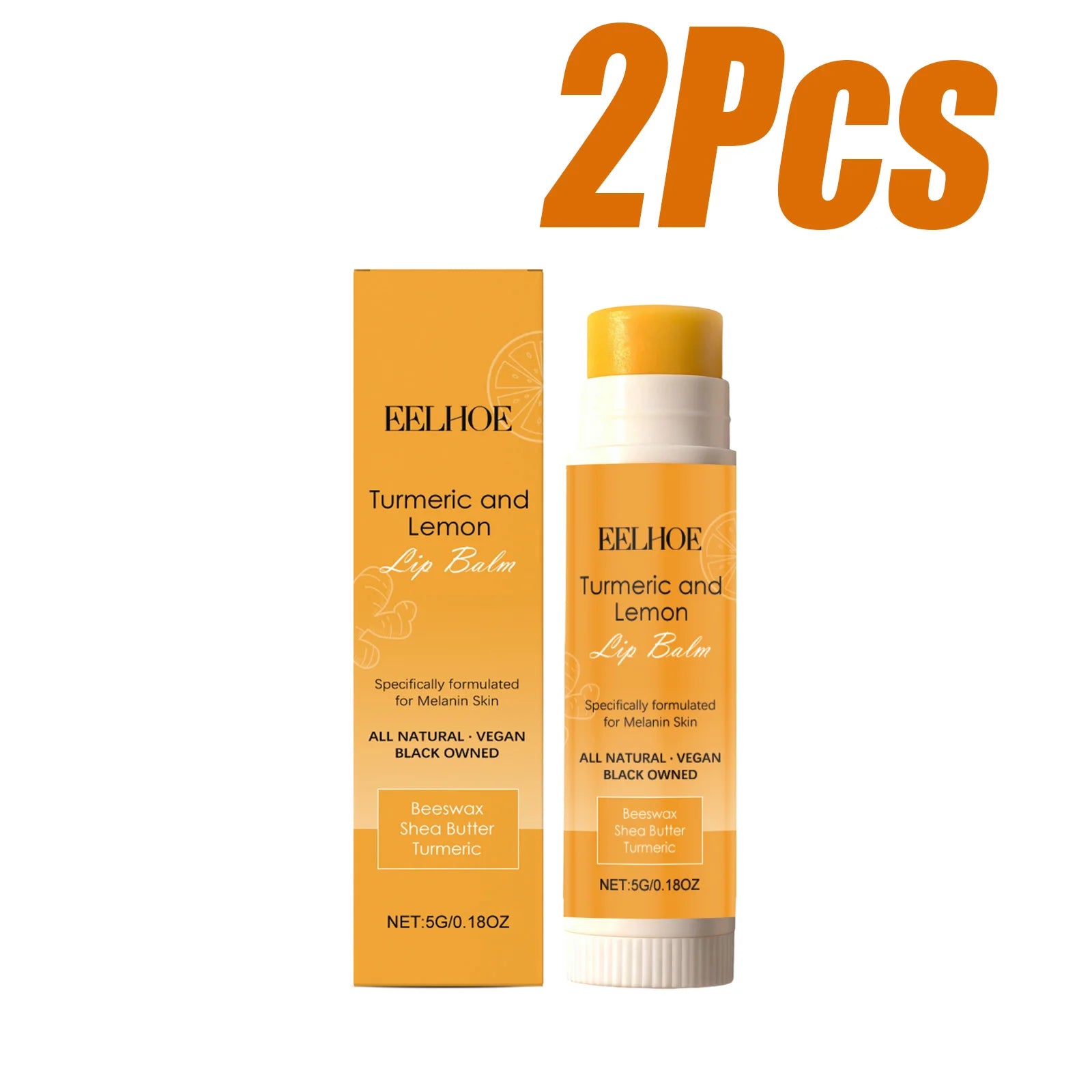 Turmeric Lemon Lip Balm Brightening Moisturizing Softens Lip Skin Protective Lip Care Cream for Dry Chapped Lips Daily Hydrating Qme 2 x 5g Boxed