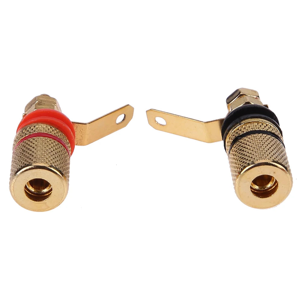 2pcs Gold Plated Speaker Binding Posts Terminal 4mm Sockets for Banana Plug Qme