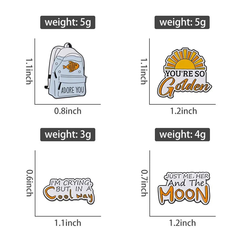 Cute School Bag Enamel Pins With Cartoon Sweet English Letter As Adore You Creative Metal Badge Jewelry Gift For Children Friend Qme