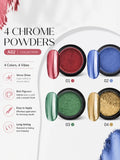 4 Colors Premium Mirror Nail Powder Metallic DIY Decorations Stone Qme 1 SET