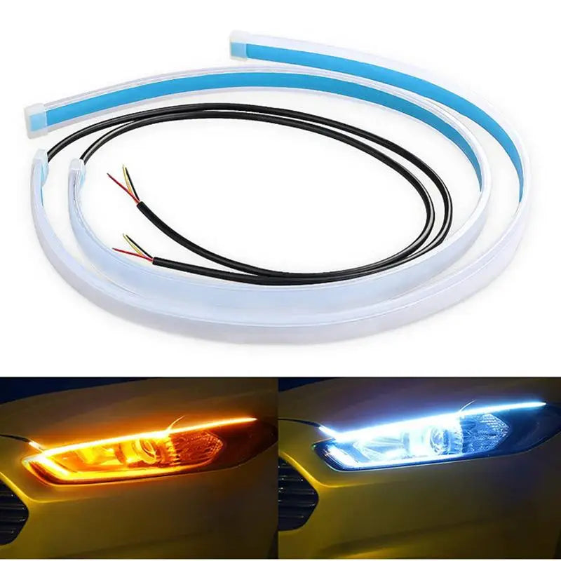 Car DRL Flexible Waterproof Headlight LED Strip Universal Auto Qme