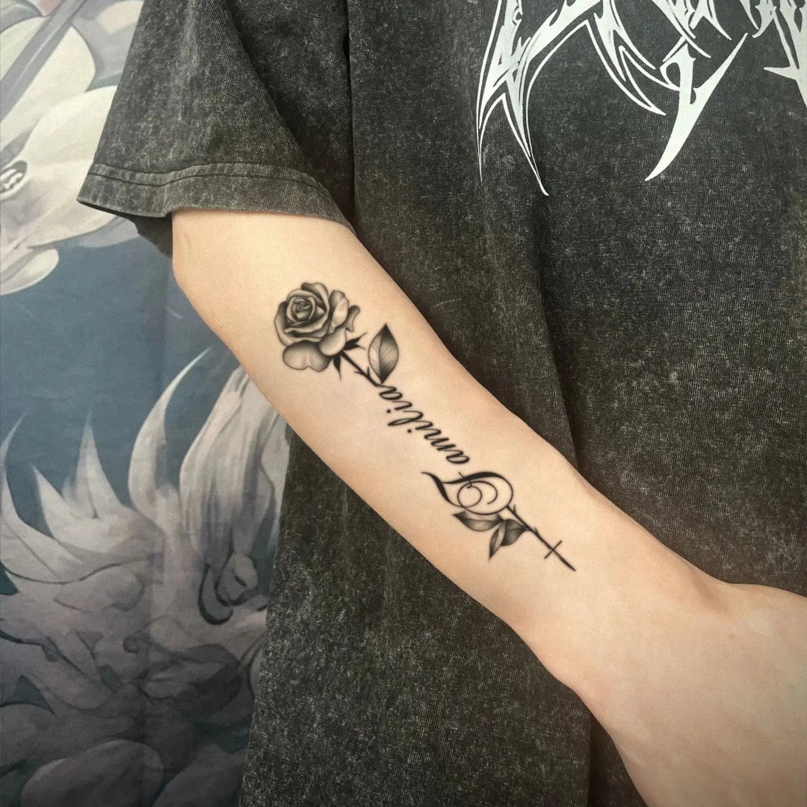 Minimalist Leaf Vine Tattoo Sticker Waterproof Long Lasting Fine Line Temporary Tattoo for Women Finger Hand Qme