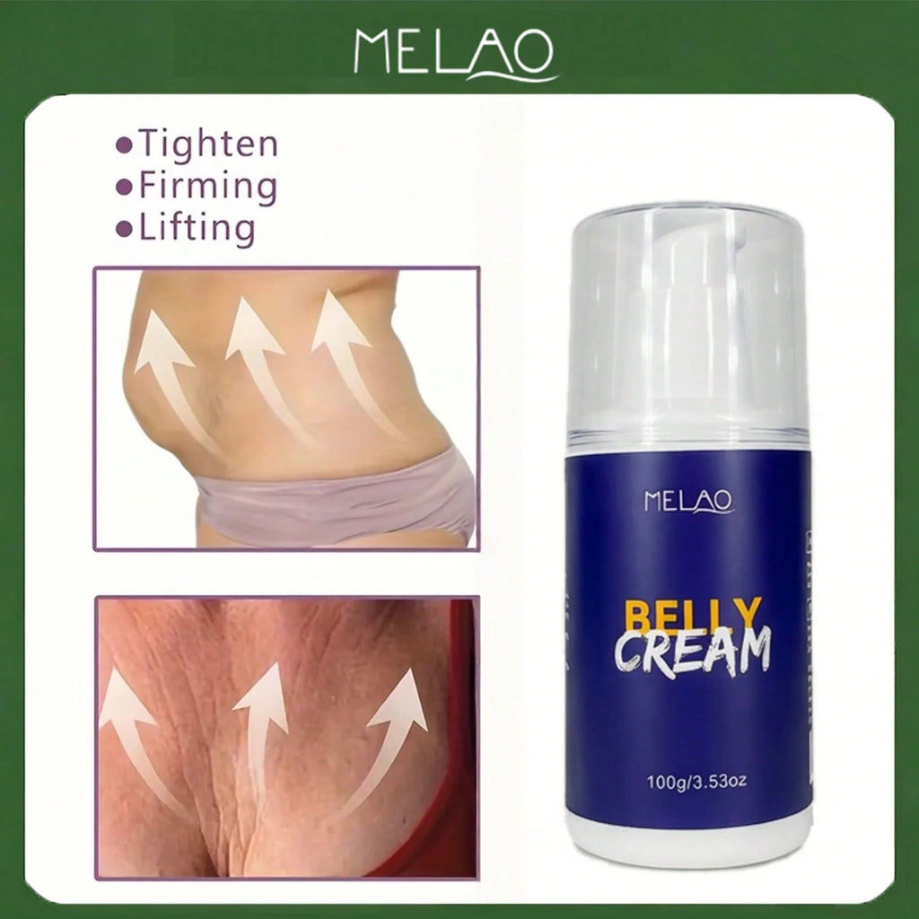 MELAO Belly Cream for Tummy, Hips, Thighs, Skin Firming & Moisturizing, with Natural Oils Massage Cream 100g/3.53oz Qme
