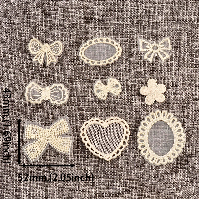 20pcs 21-55mm Mix Lace Bow Shape Appliques For DIY Clothing Bag Decoration Sewing Accessory Exquisite Patch Without Gum cp4186 Qme 20pcs 2.1-5.5cm