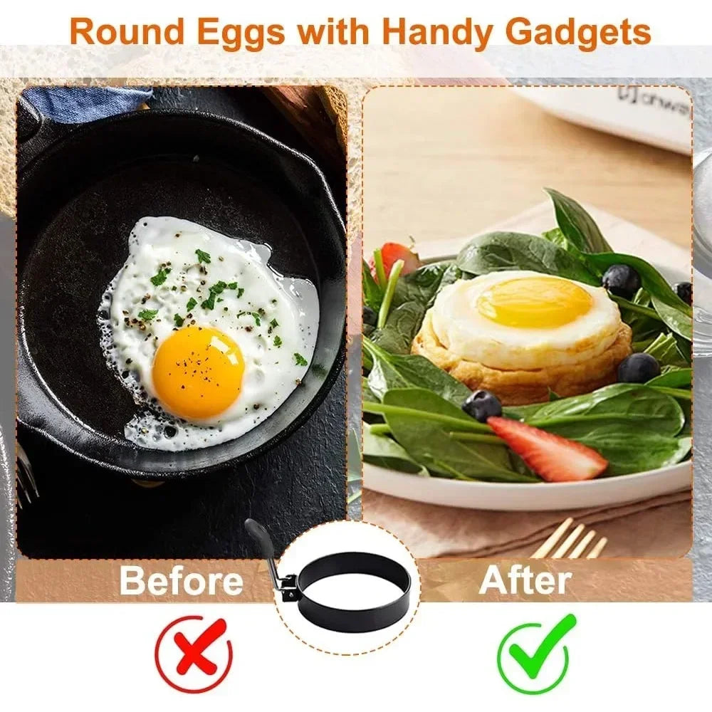 Anti-scald Egg Fried Ring Professional Stainless Steel Nonstick Round Pancake Mold Cooking Egg Mould Breakfast Sandwich Tools Qme