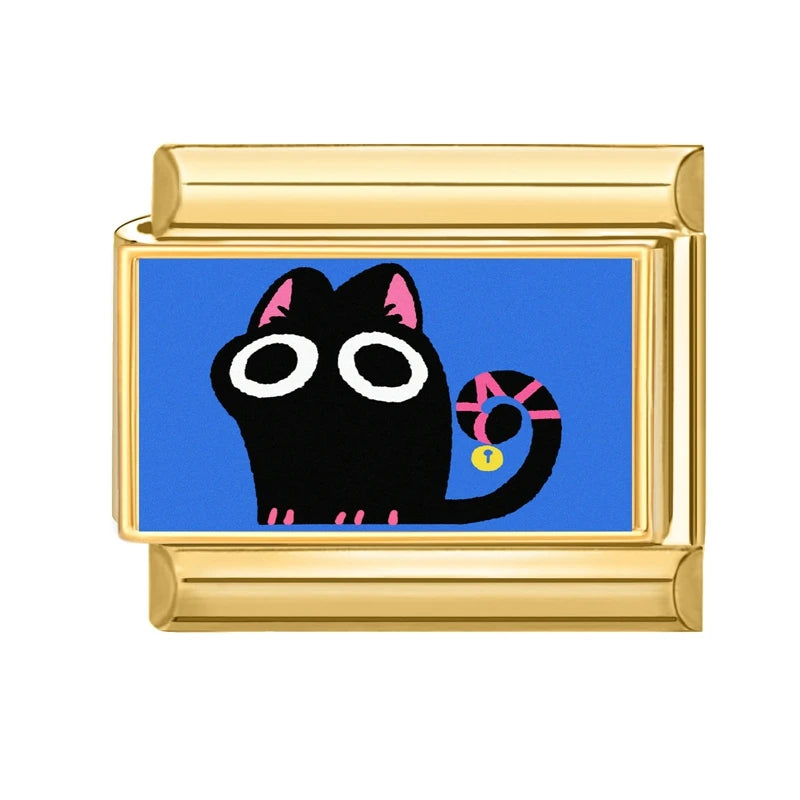 2026 Design Blue Pink Headscarf Kawai Cats Series Italian Charm Links