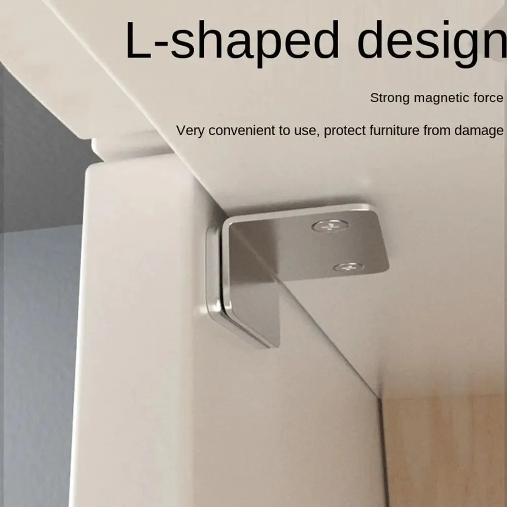 10-1PCS L-shaped Magnetic Door Closer Self-adhesive Invisible Cabinet Door Suction Wardrobe Magnetic Strip Patch Door Stopper Qme