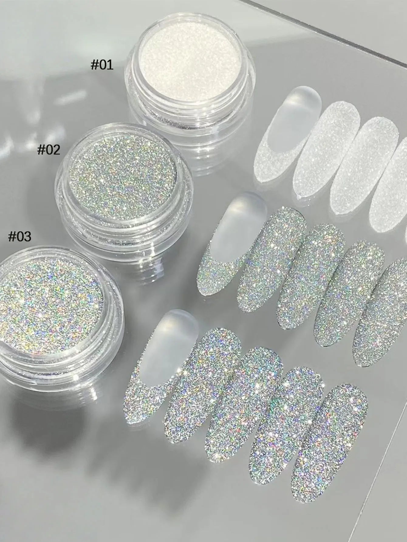 3 Rhinestone Nail Art White Colored Laser DIY Artistic Charming Qme