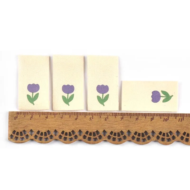 50pcs Colorful flower Printed Labels For Garment Sewing Accessories DIY Handmade Hats Bags Crafts Supplies Clothing Tags c3616 Qme 4