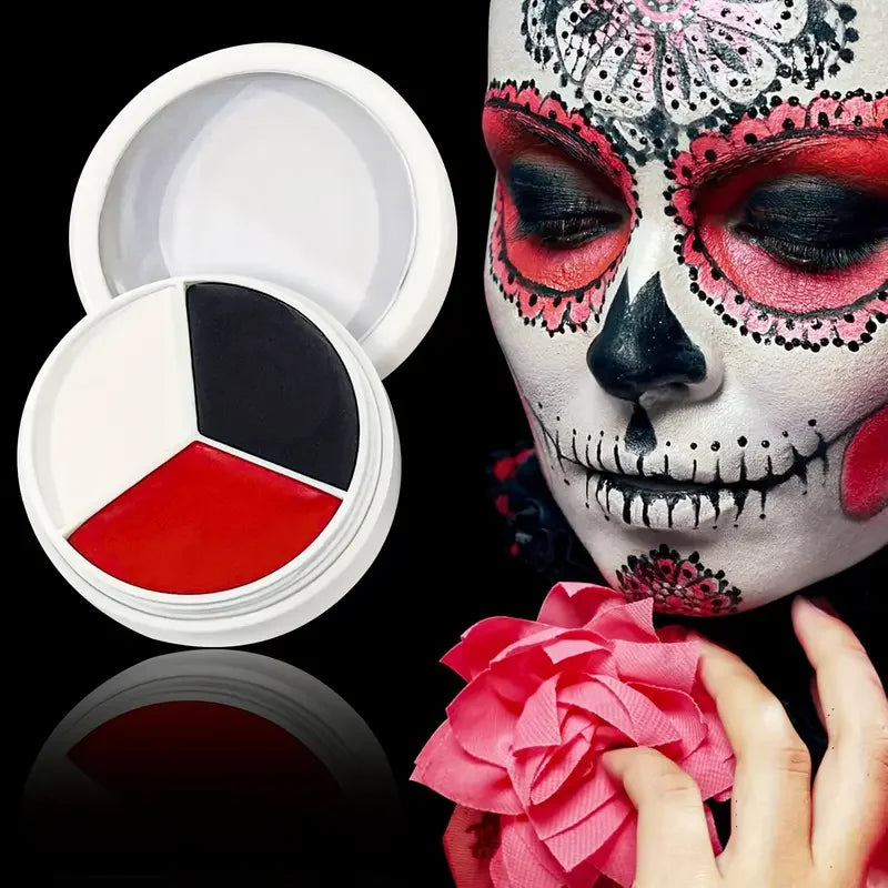 3 Colors Black White Red Face Body Paint Palette Oil Cream Makeup Qme