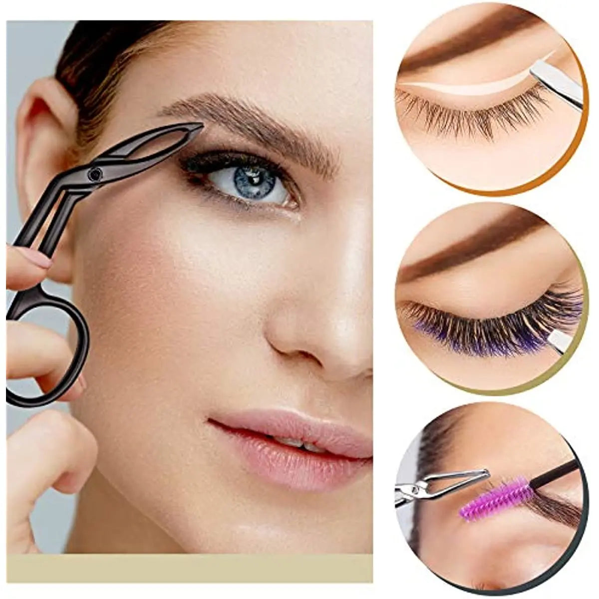 Scissor Shaped Eyebrow Tweezers Flat Headed Oblique Stainless Steel Qme