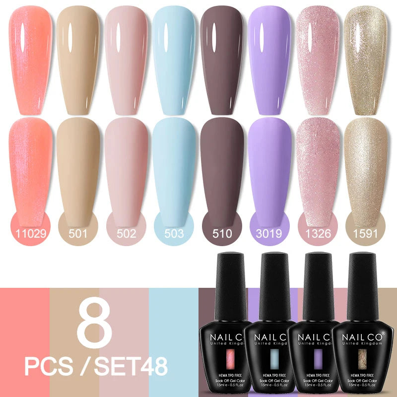 NAILCO Sparkly Rose Red Purple Gel Nail Polish Art Vernis Nails