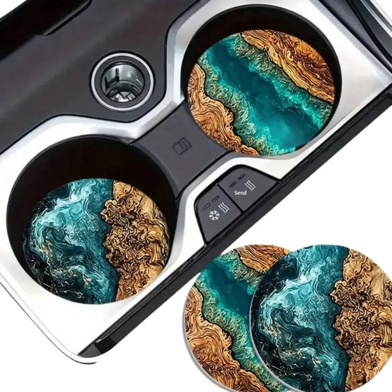 Coffee Tea Mugs Beach Theme Home Decor Ocean Wave Wood Grain Coasters Qme