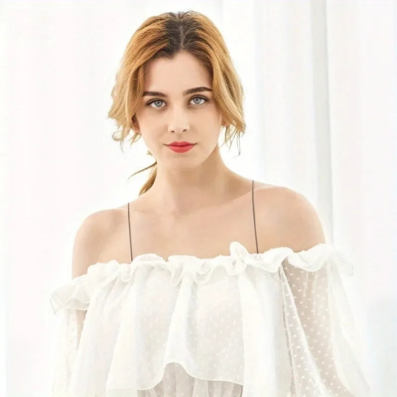 Clear Bra Strap Non Slip Traceless Ultra Fine Women Off Shoulder Tops Qme