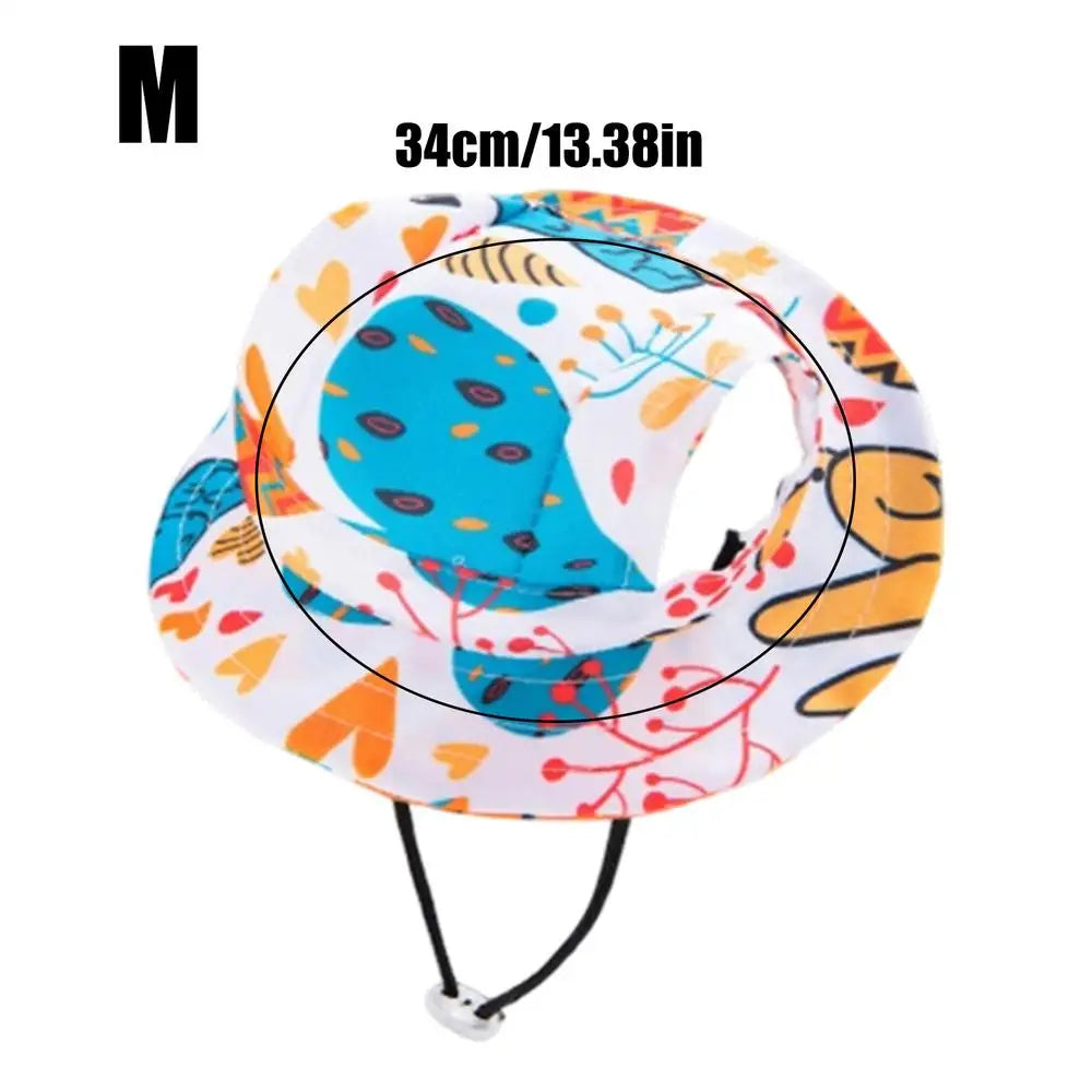 Pet Sun Hat for Cats Sunlight Blocking Round Brim with Ear Holes Dog Cat Sun Protection Hat for Outings Photography Sports Qme M