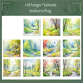Material Paper 30 sheets/bag Spring Watercolour Landscape Handbook Stationery DIY Handmade & Scrapbook Journal Decoration Qme 5
