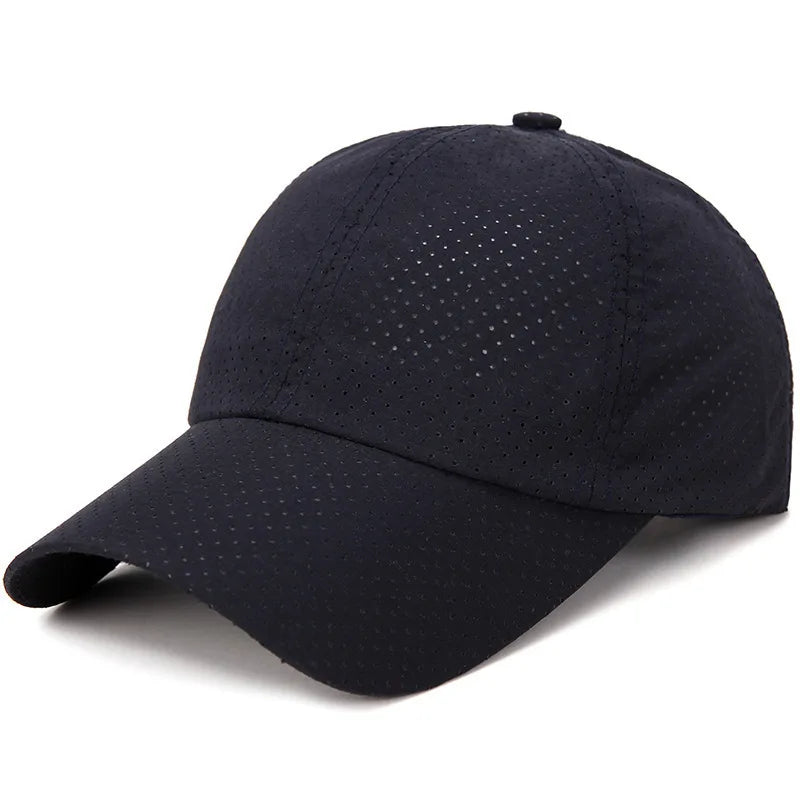 Quick Dry Fishing Hat Ventilated Mesh Long Brim Baseball Cap Outdoor Qme black XXL