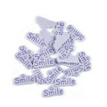 30pcs 14.5x29mm Smile Letter Embossed Leather Labels For Clothes Sewing Accessories DIY Bag Kid Garment Craft Handmade Tag C3707 Qme 5
