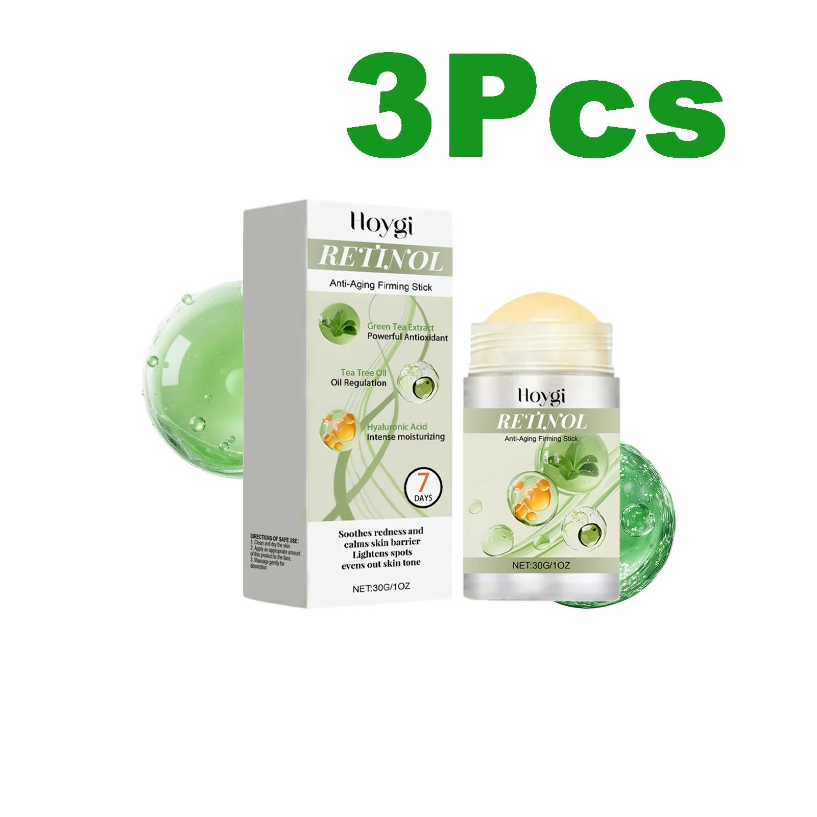 Retinol Anti-Aging Firming Stick Tightening Lifting Serum Stick Smooth Wrinkles Improves Skin Elasticity Hydration Brighten Skin Qme 3 x 30g Boxed