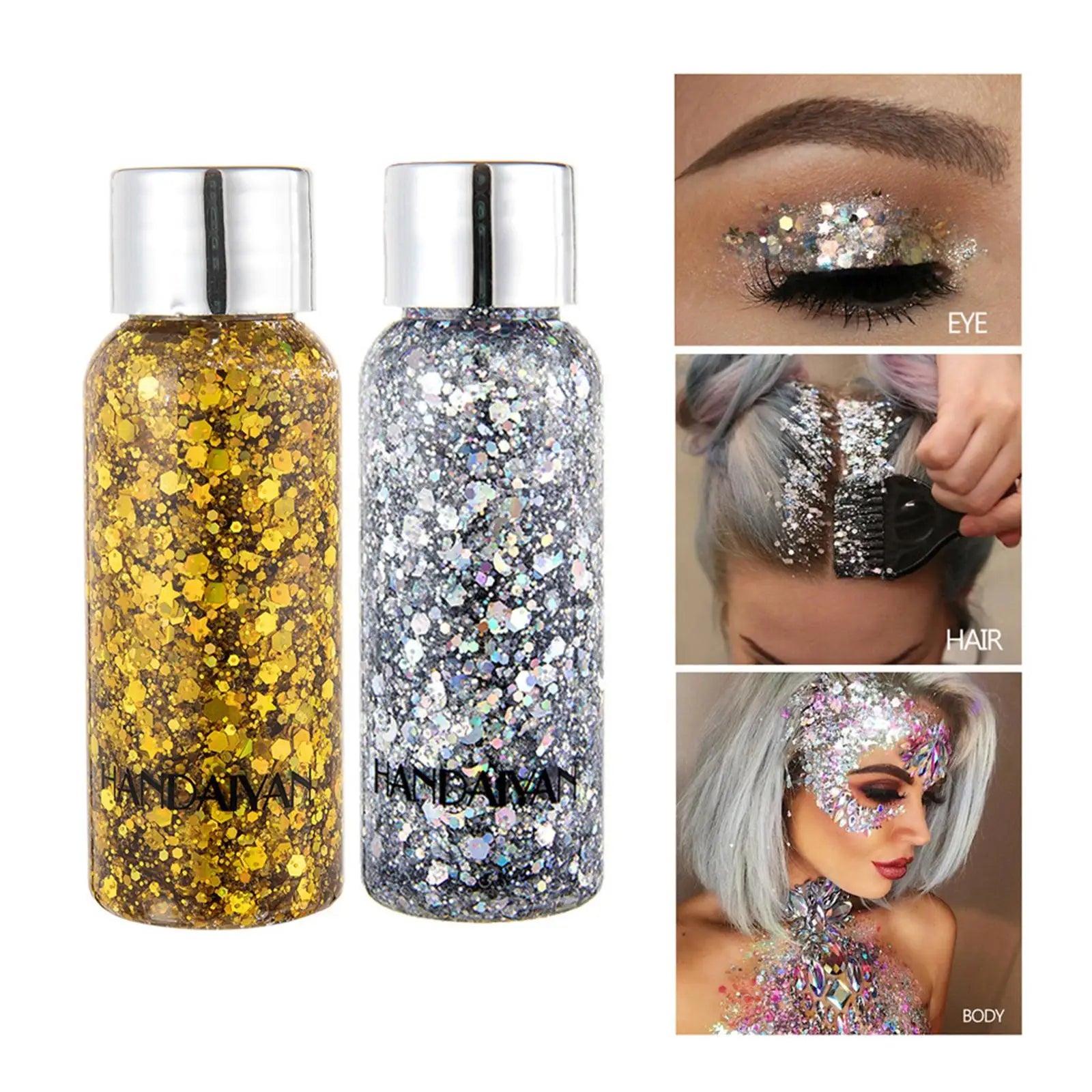 Glitter Body Lotion Diamond Gel Cream Eye Nail Hair Face Lasting Qme