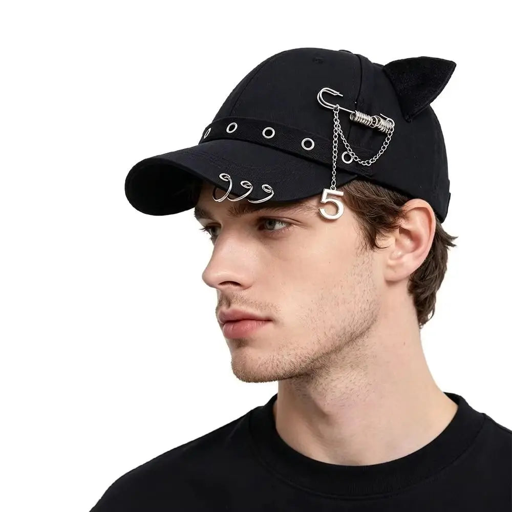 Fashion Hiphop Cat Ear Baseball Cap Rivet Pin Peaked Spicy Girls Qme