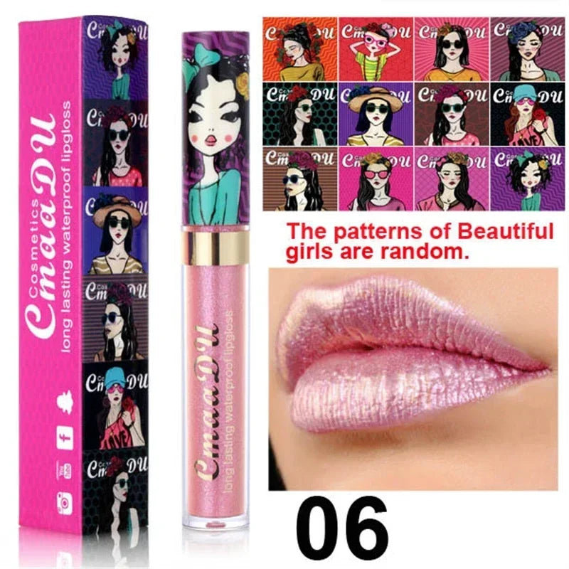 Gold Flash Liquid Lipstick Shimmer Lip Gloss Beauty Girl Diamond Glitter Lip Tint Waterproof Long Lasting Lipsticks Makeup Qme 06