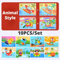 3D EVA Foam Sticker Puzzle Game DIY Cartoon Animal Craft Toys Kids Qme Animal 10 Pcs