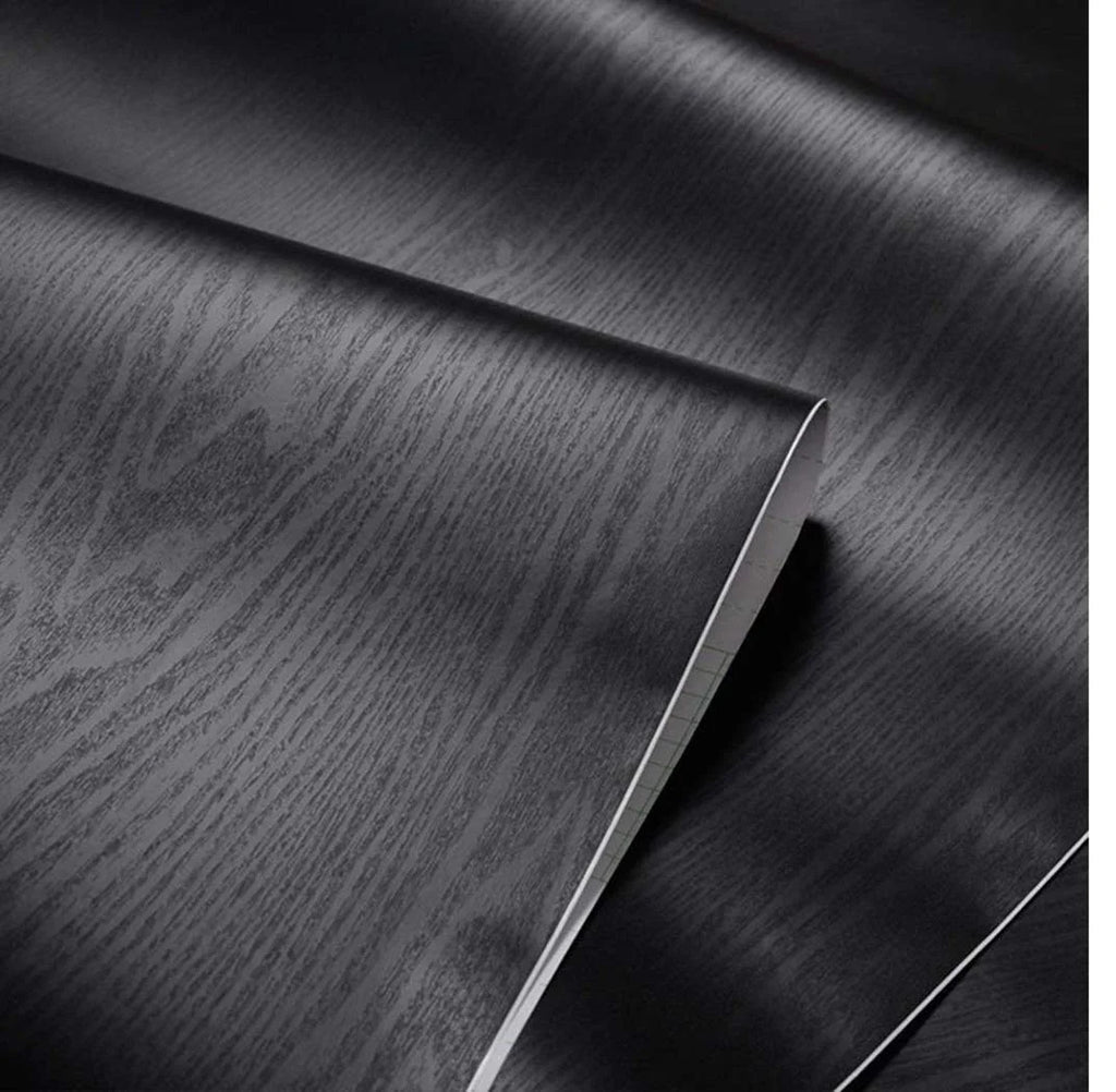 55cm Black White Wood Grain Waterproof PVC Self-Adhesive Wallpaper Suitable For Wardrobe Kitchen Furniture And Wall Decoration. Qme