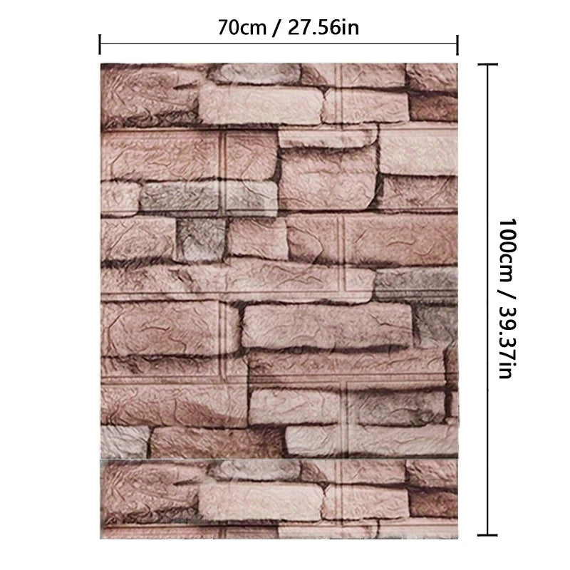 70X100CM Size Self Adhesive Wallpaper for Wall Background Decor Bedroom Living Room DIY 3D Faux Brick Decorative Wall Stickers Qme d 70x100cm-5pcs