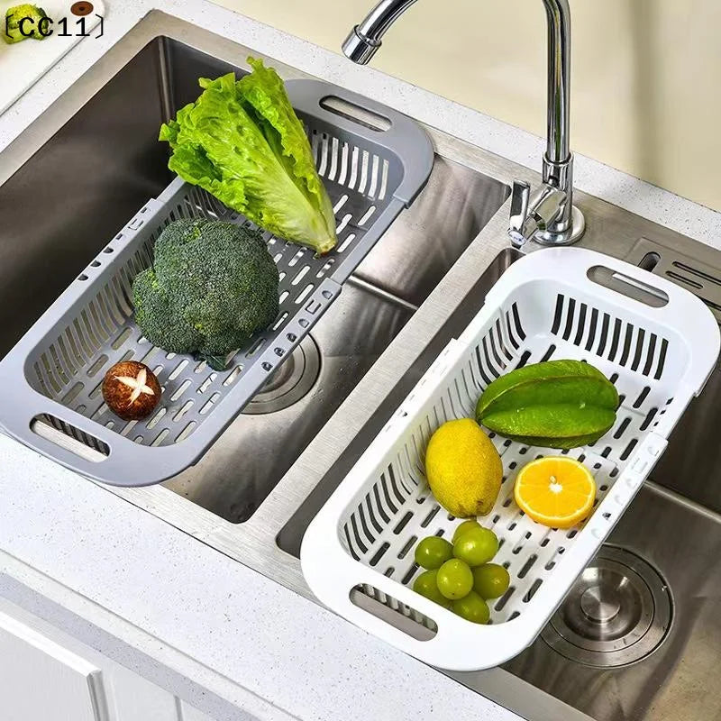 CC11 Retractable Sink Drain Rack Plastic Dish Chopsticks Household Qme