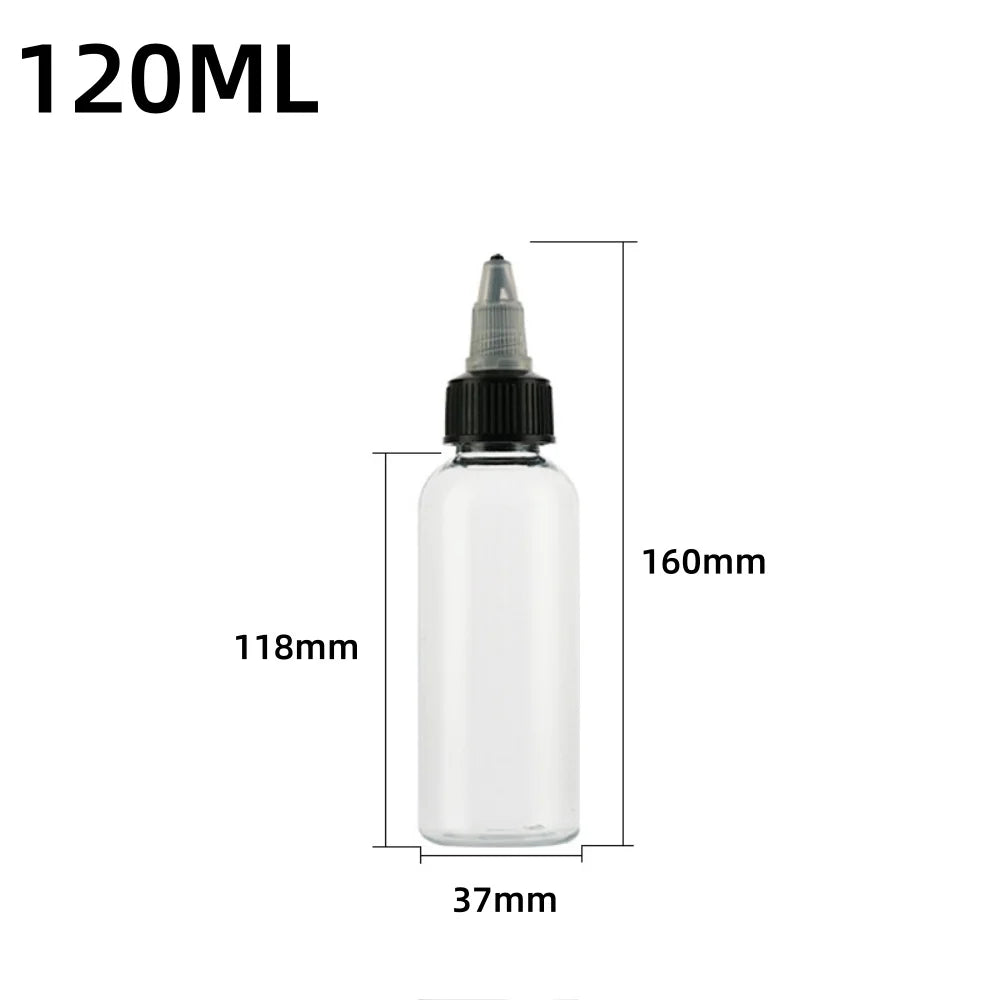 10pcs 30/60/100/120ml Recyclable Clear Tattoo Airbrush Ink Pigment Bottles Empty Bottle Container For Tattoo Ink Color Qme 120ML 10PCS
