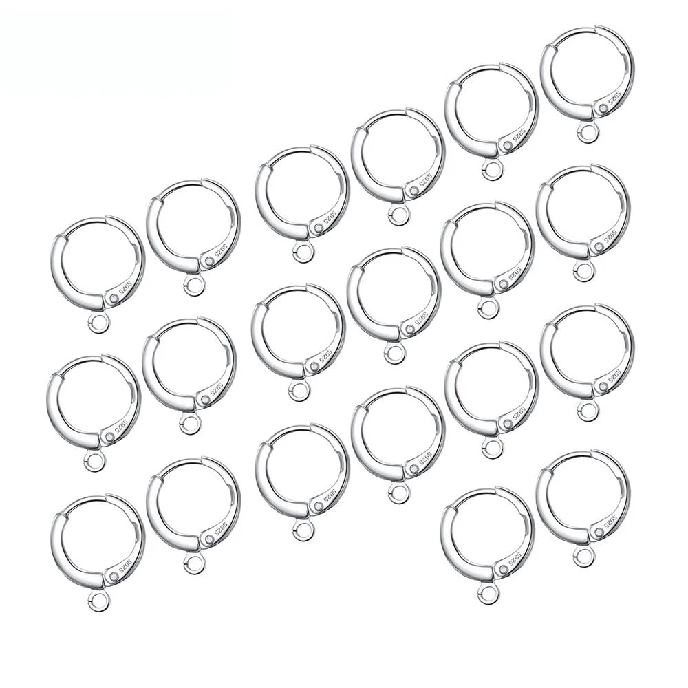 20PCS/Lot Fine 925 Sterling Silver Color Earrings Handmade Making Jewelry Findings Round Lever Back Earwires Diy Supplies Qme Default Title