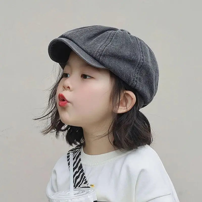 Kids Forward Cap Spring Autumn Baby Toddler Newsboy Hat Soft Cotton Qme GRAY