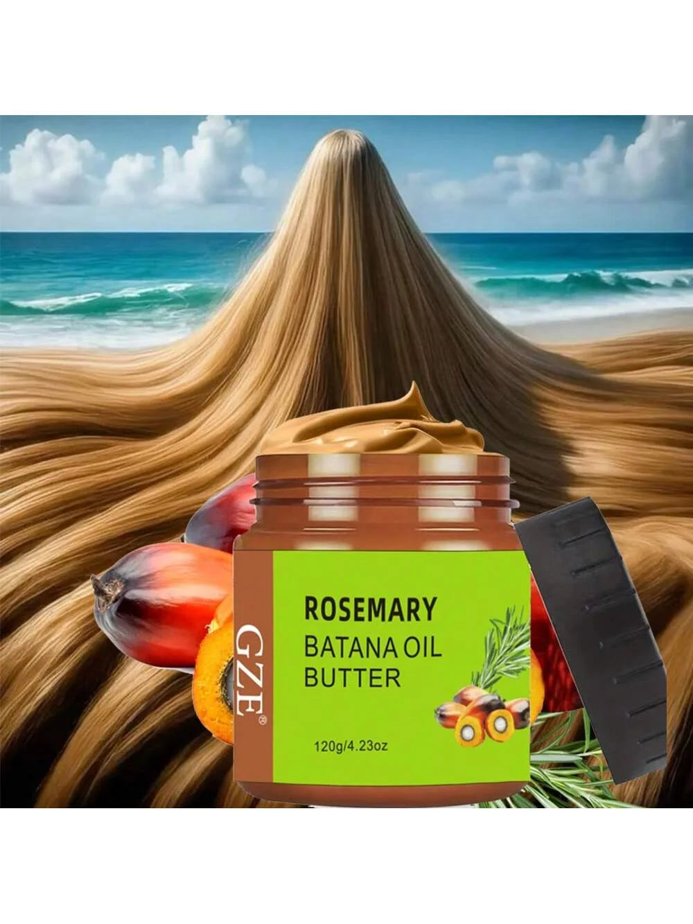 GZE Rosemary Oil & Batana Oil Hair Butter Natural Ingredients Hair Mask Deep Moisturizing Repair Dry Damaged Hair Repair Split Qme