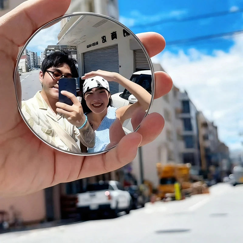 Mini Round Mirror Reflective Spherical Portable Wide-angle Lens Qme