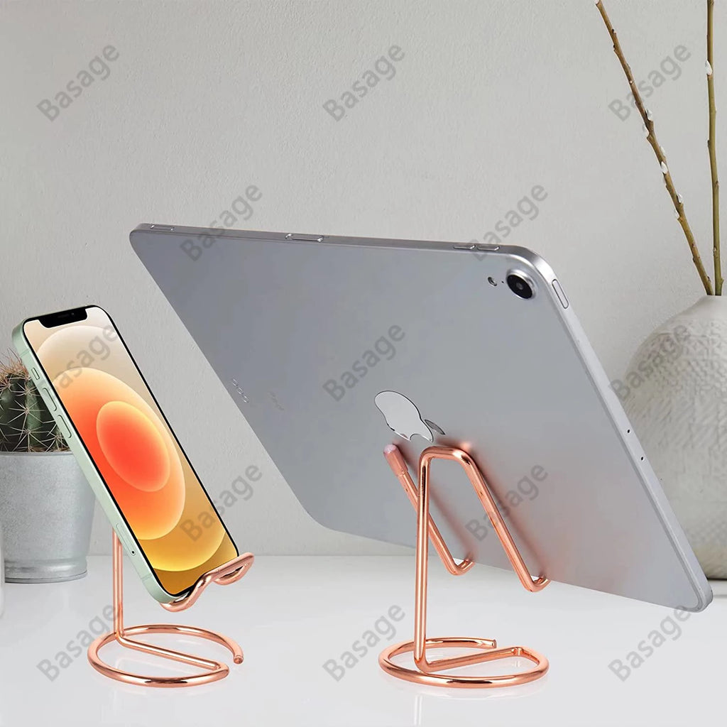 Cell Phone Stand for Desk, Business Card Holder,Cute Metal Cell Phone Stand, Metal Wire Cellphone Cradle Dock for Phone Tablet Qme