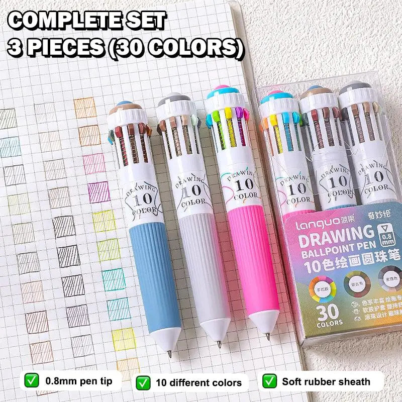 Retractable Multicolor 1 Ballpoint Pen Tip 3 6 Art Student Drawing Qme N