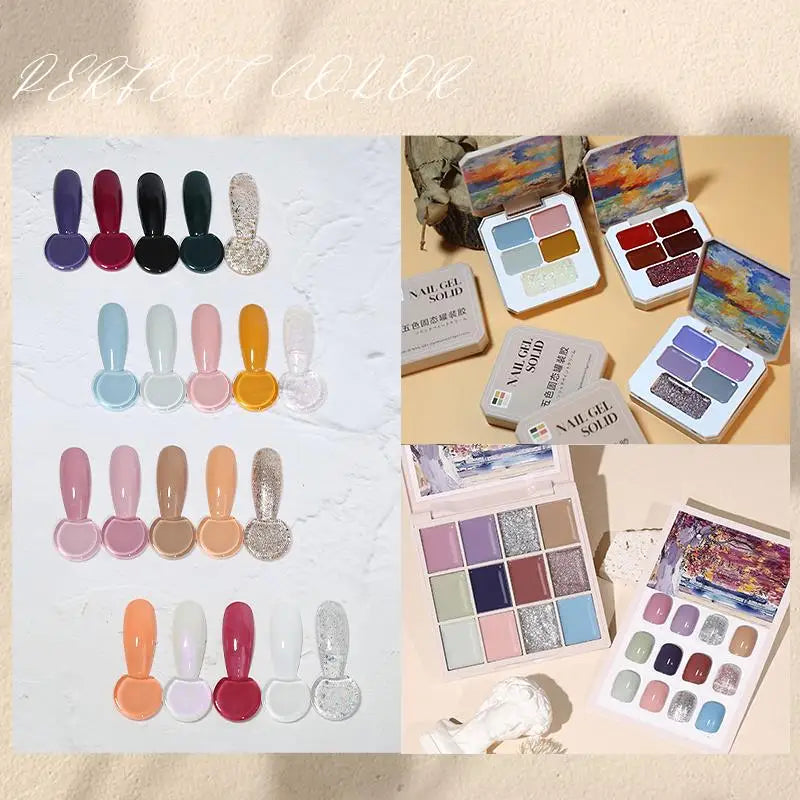 Solid Nail Polish Glue 5 12 16 Colors Manicure Semi Permanent Varnish Qme