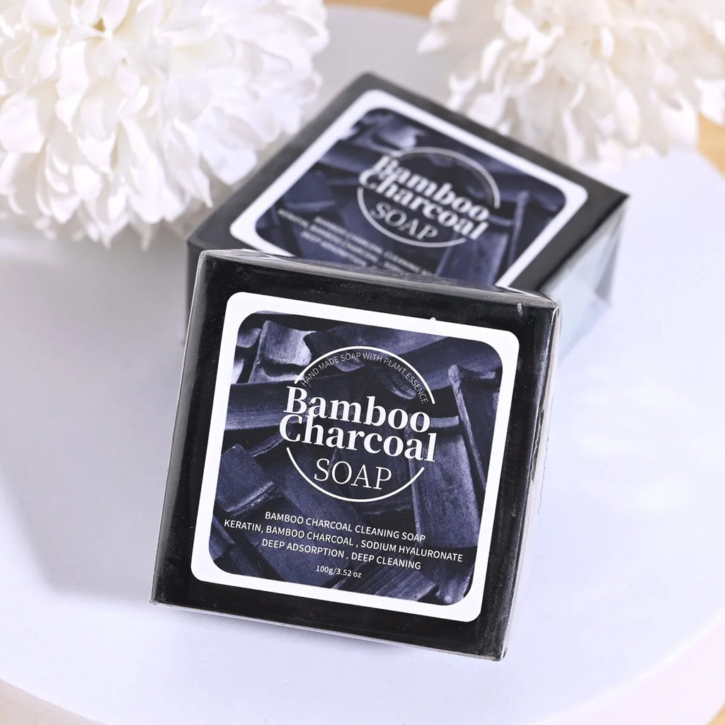 B+ Bamboo Charcoal Powder Deep Cleaning Soap Plant Oil Keratin Qme