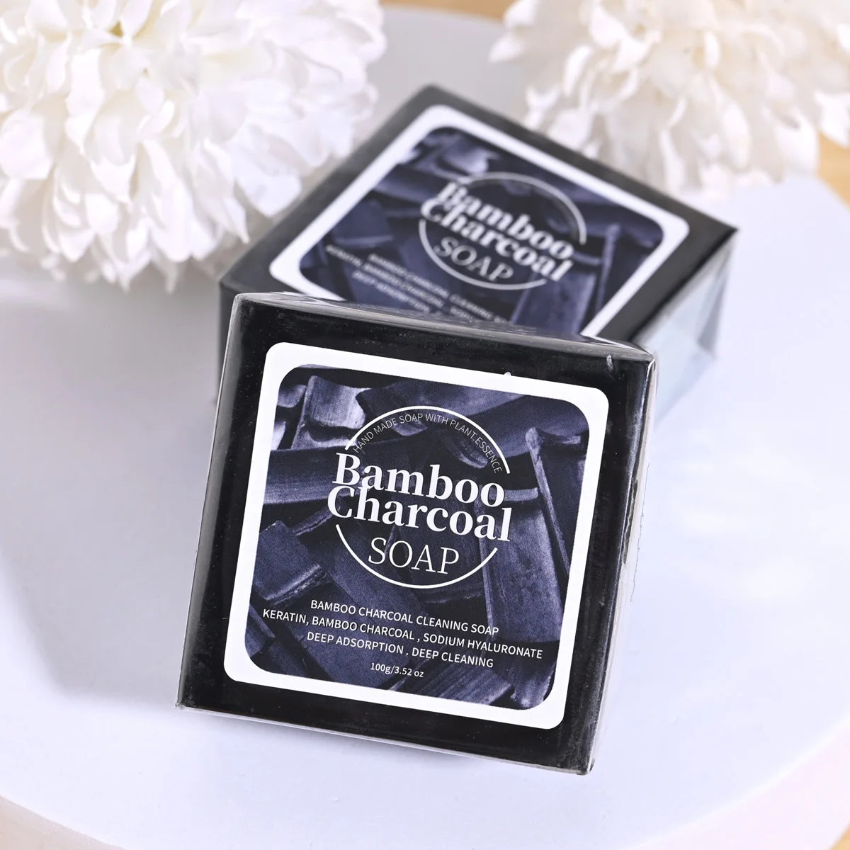 B+ Bamboo Charcoal Powder Deep Cleaning Soap Plant Oil Keratin Qme