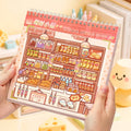 Creative Cartoon 3D Landscape Sticker Book PET DIY Cabin Scene Sticker Miniature House Sticker Cabin Scene Stationery stickers Qme 2A