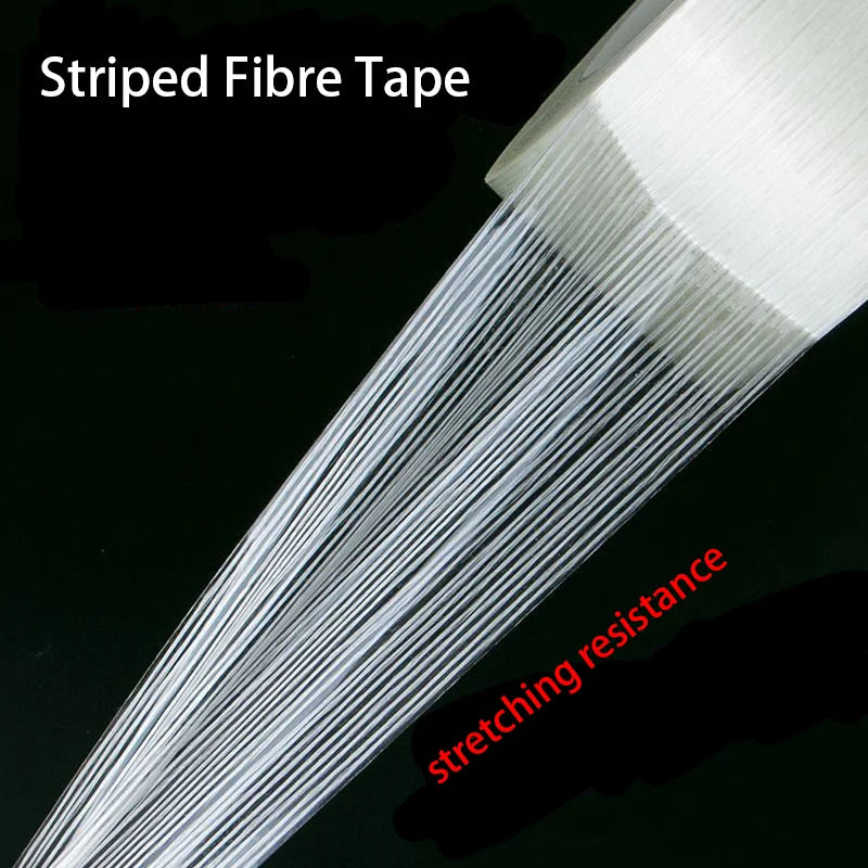 20M Striped Fiber Tape Lithium Battery Pack Insulation Wrap Fiberglass Tape Single Side Adhesive Seal Packaging Fixed Qme